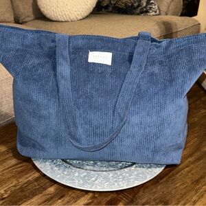SÉZANE | Designer Large Size Beautiful Blue Corduroy Lined Tote Bag **NEW**